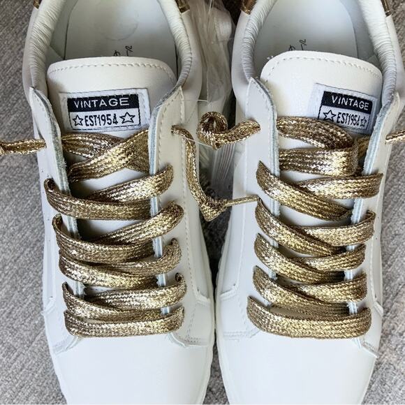 Vintage Havana Jess Sneakers Gold White Star Shoes Size 8 NEW Retail $125 - Picture 15 of 16